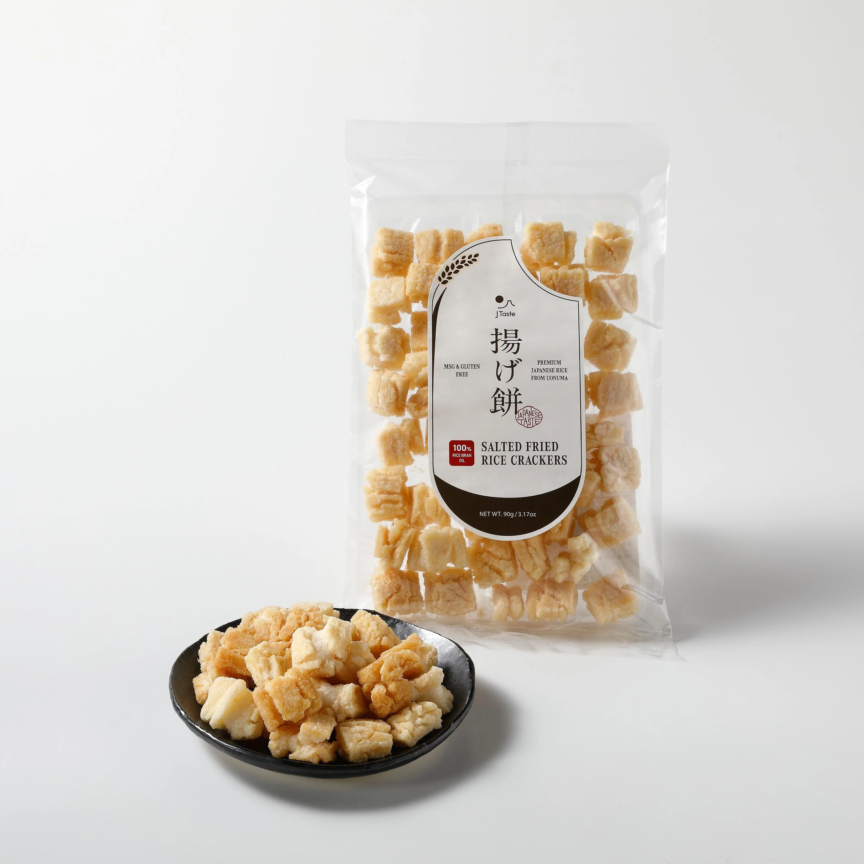 J Taste Agemochi Salted Crispy Japanese Rice Crackers 90g (Pack of 3)