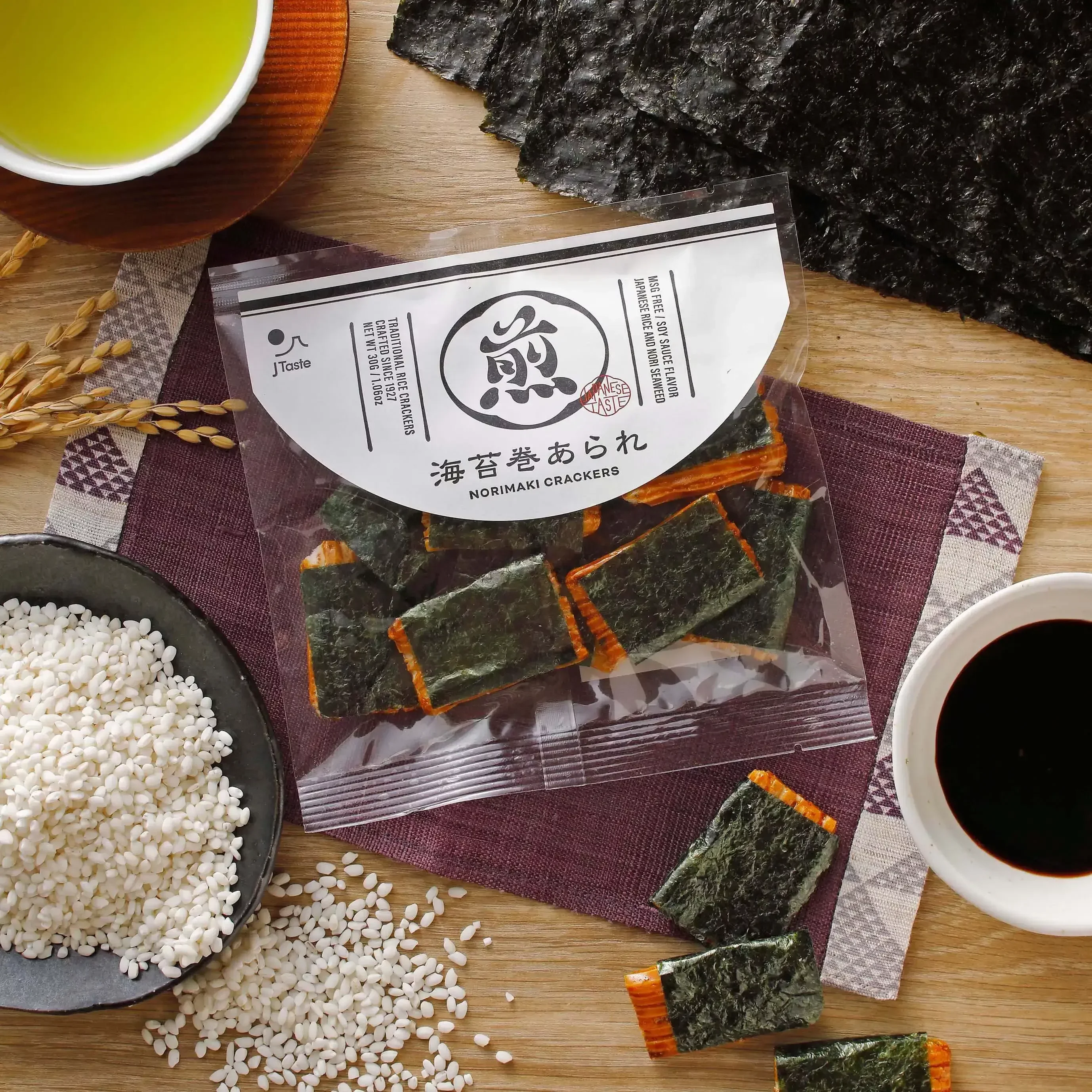 J Taste Norimaki Arare Nori Seaweed Rice Crackers (Pack of 10) - Image 4