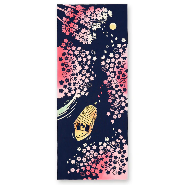 Kenema Tenugui Night Sakura Japanese Traditional Hand Dyed Cloth