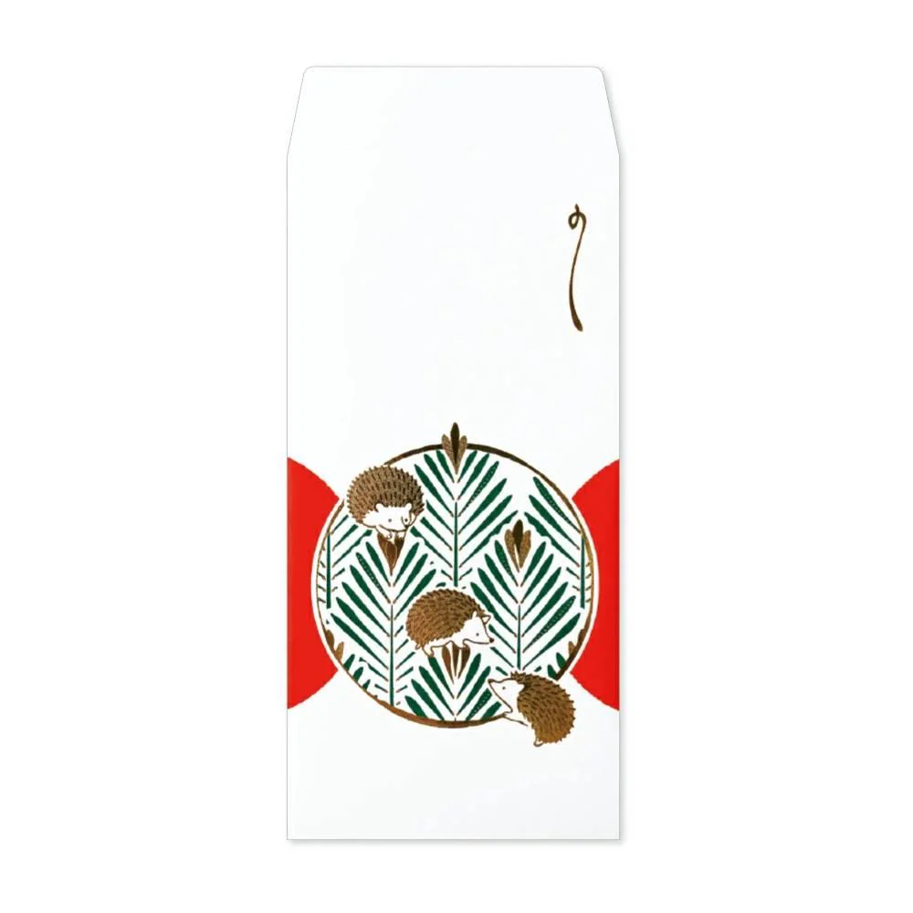 Long Gold Foil Decorative Money Envelope Hedgehog Design