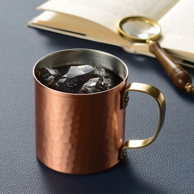 Wahei Freiz Hammered Copper Mug Moscow Mule Cup With Handle 360ml - Image 2